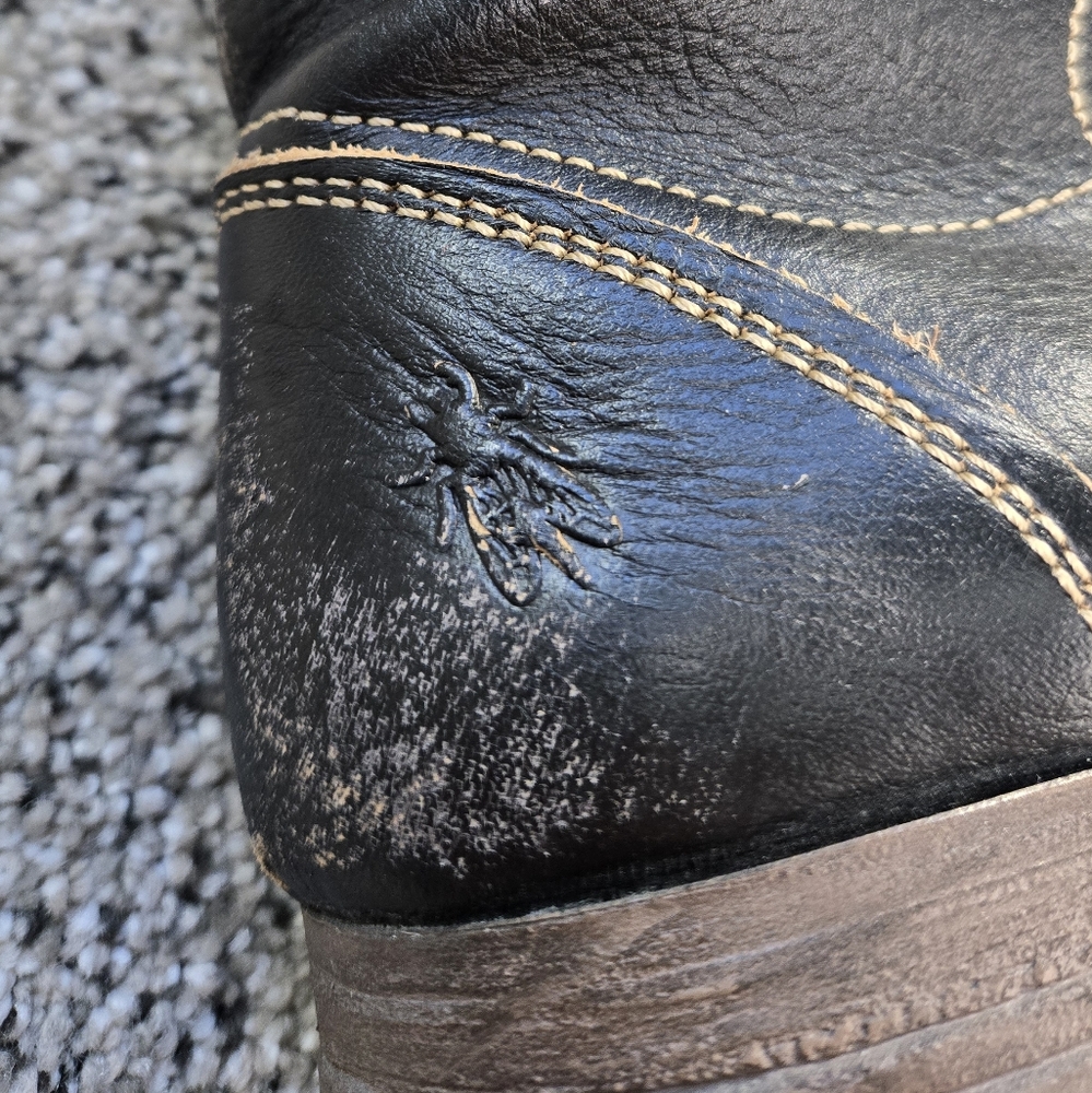 Fly London Black and Burgundy Combat Boots - Picture 10 of 16
